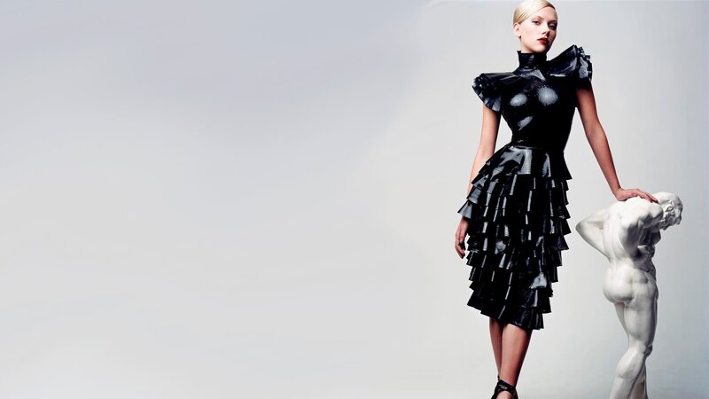 Woman in Black Dress — Dramatic, Photograph, Sculpture, White