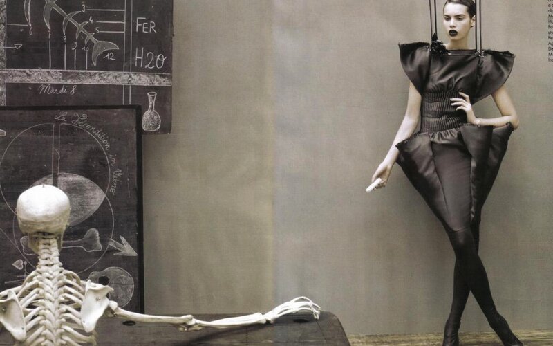 Woman in Black Dress — Dramatic, Photograph, Skeleton, Chalkboard