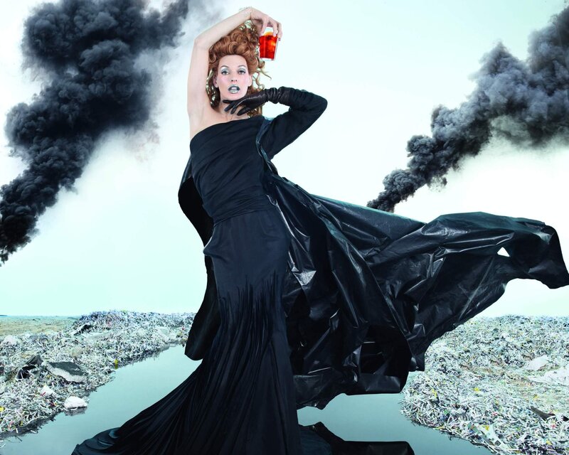 Woman in Black Dress — Dramatic, Photograph, Smoke, Trash