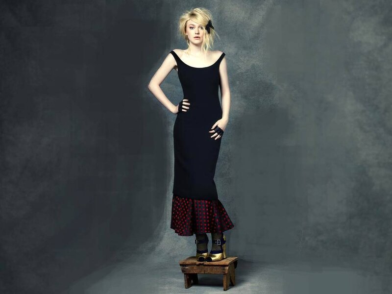 Woman in Black Dress — Dramatic, Photograph, Stool, Hair Accessory