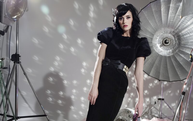 Woman in Black Dress — Dramatic, Photograph, Studio Lights, Disco Ball