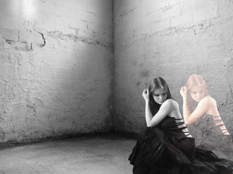Woman in Black Dress — Dramatic, Photograph, Wall, Ghost