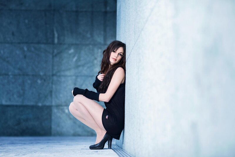 Woman in Black Dress — Dramatic, Photograph, Wall, High Heels
