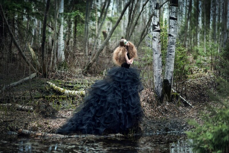 Woman in Black Dress — Dramatic, Spring, Photograph