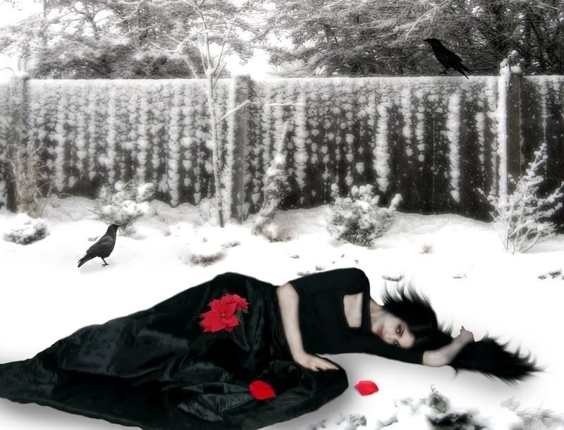 Woman in Black Dress — Dramatic, Winter