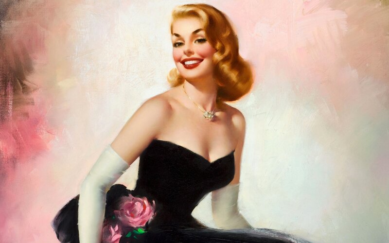 Woman in Black Dress — Elegant, Painting