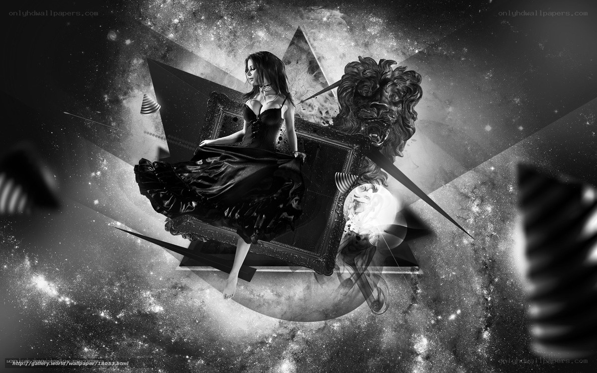 woman in black dress floating