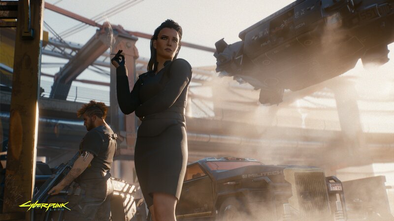 Woman in Black Dress — Gray, Dramatic, Afternoon, 3d Render, Man with Gun