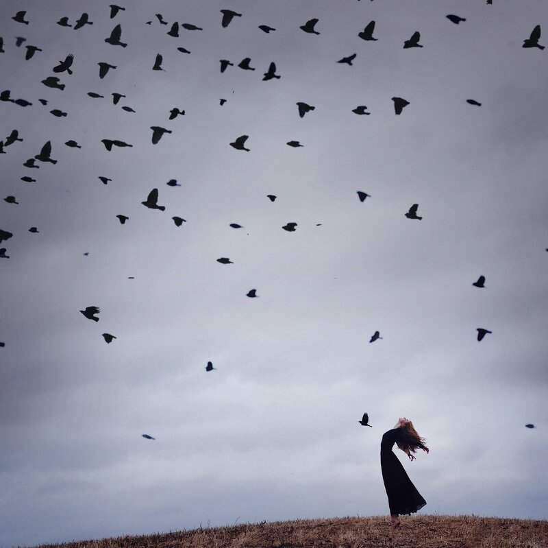 Woman in Black Dress — Gray, Dramatic, Afternoon, Photograph