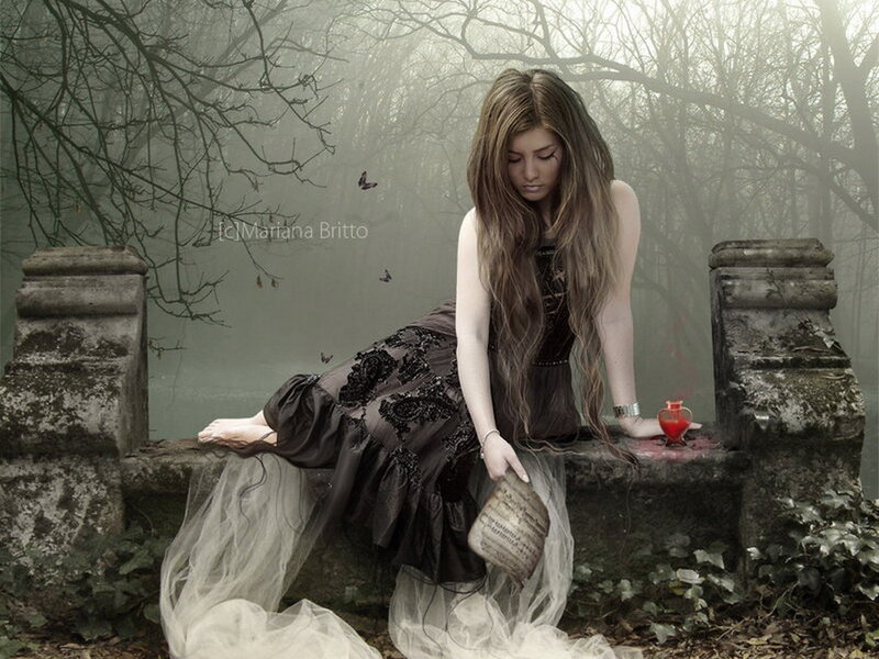 Woman in Black Dress — Gray, Melancholic