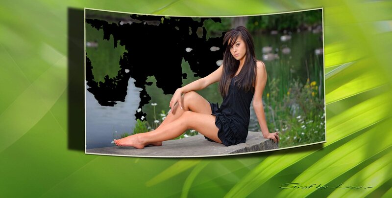 Woman in Black Dress — Green, Calm, Afternoon
