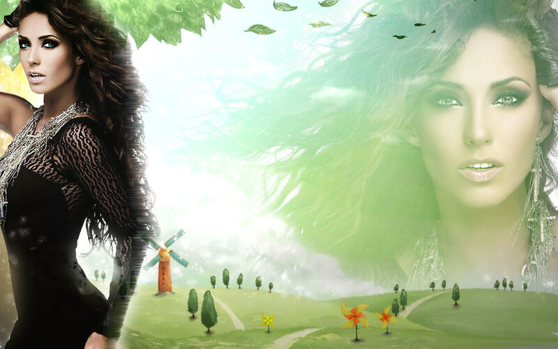 Woman in Black Dress — Green, Dreamy