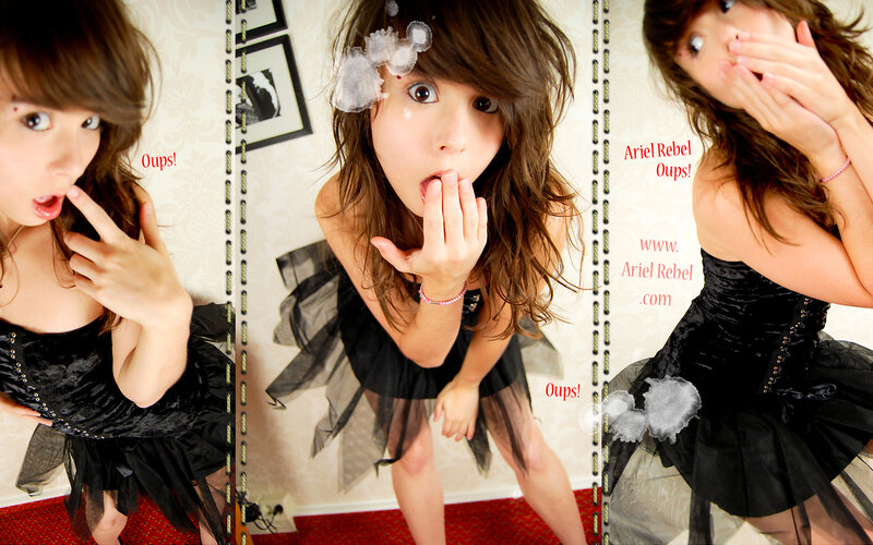 woman in black dress making faces