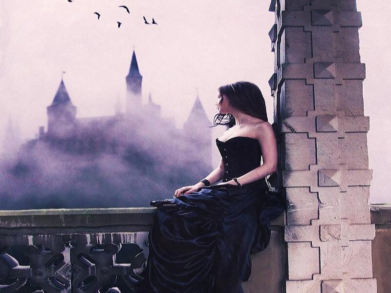 Woman in Black Dress — Melancholic, Digital Art