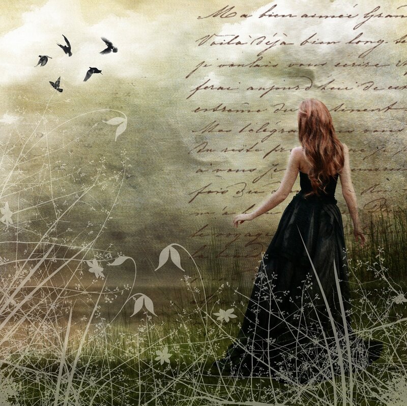 Woman in Black Dress — Melancholic, Illustration