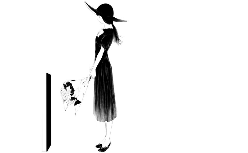 Woman in Black Dress — Minimalist, Illustration