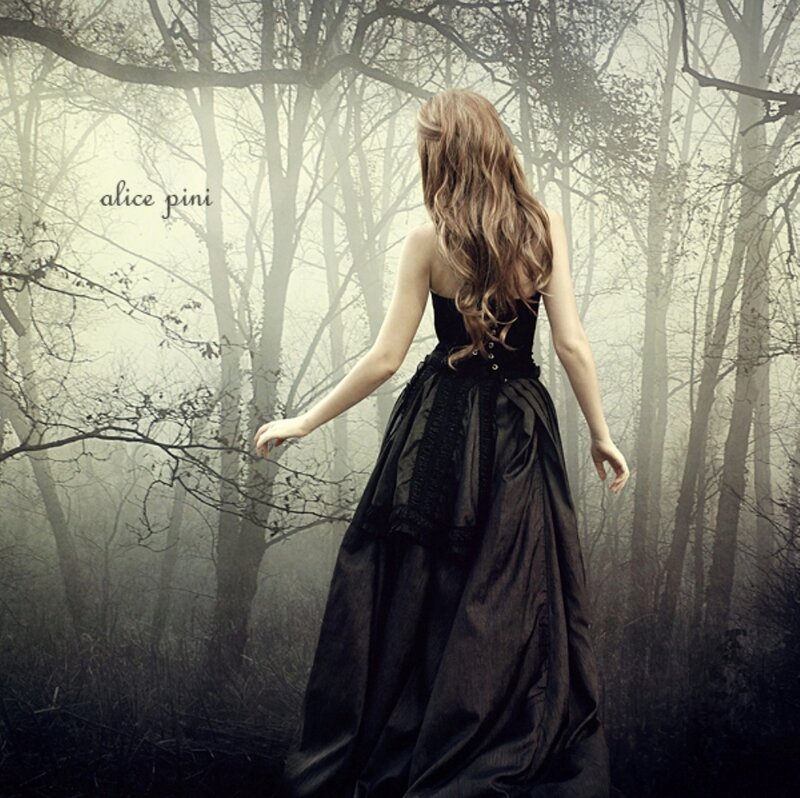 Woman in Black Dress — Mysterious, Photograph