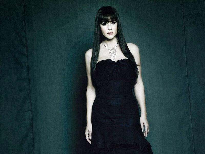 Woman in Black Dress — Necklace, Dark Background