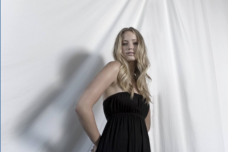 Woman in Black Dress — Neutral, Photograph, White Backdrop