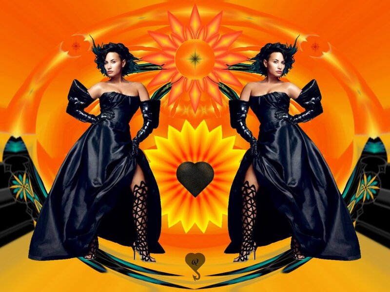 Woman in Black Dress — Orange, Dramatic, Digital Art, Sun