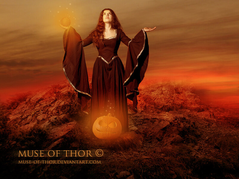Woman in Black Dress — Orange, Dramatic, Sunset, Digital Art, Pumpkin