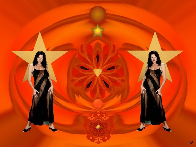 Woman in Black Dress — Orange, Dramatic