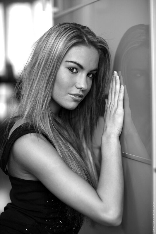 woman in black dress portrait