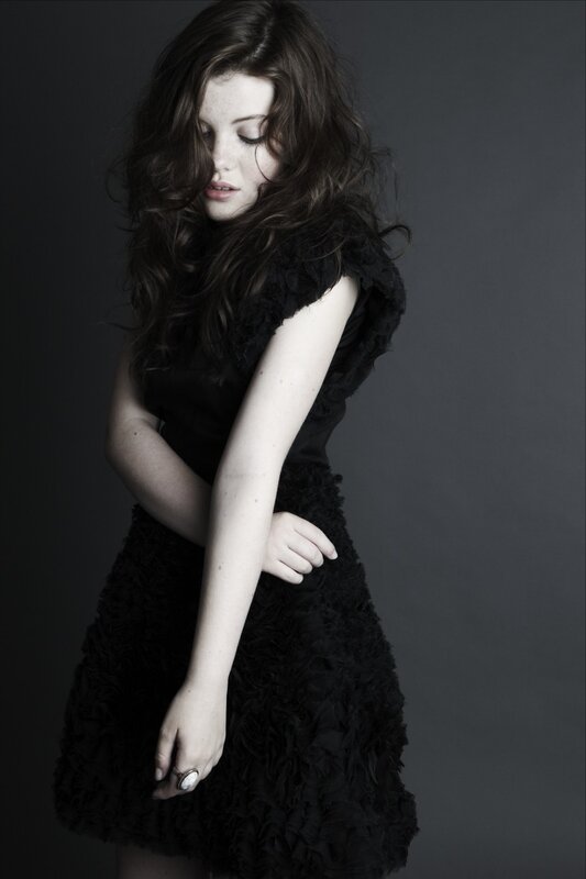 woman in black dress portrait