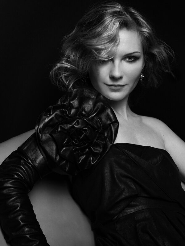 woman in black dress portrait