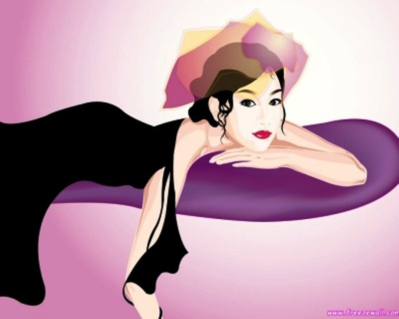 Woman in Black Dress — Purple, Calm