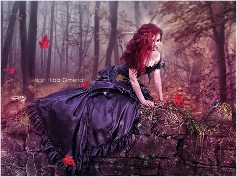 Woman in Black Dress — Purple, Dramatic, Autumn