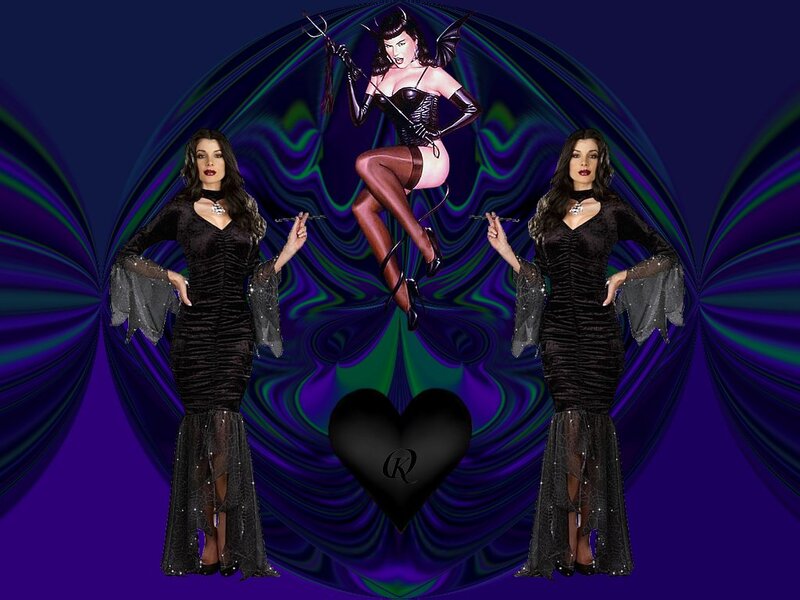 Woman in Black Dress — Purple, Dramatic, Digital Art, Heart, Devil