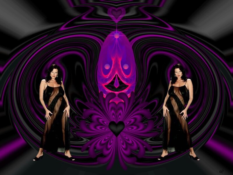 Woman in Black Dress — Purple, Dramatic, Digital Art, Heart