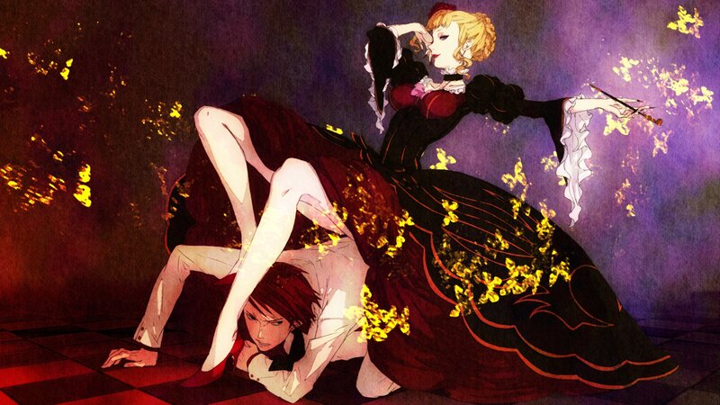 Woman in Black Dress — Purple, Dramatic, Night, Anime