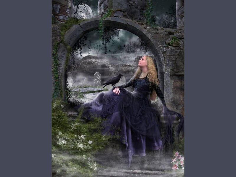 Woman in Black Dress — Purple, Melancholic
