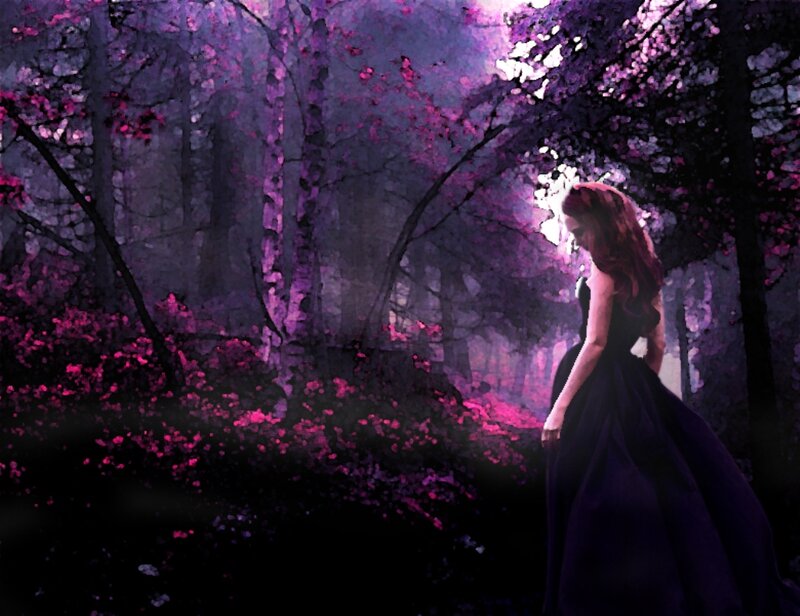 Woman in Black Dress — Purple, Mysterious, Night