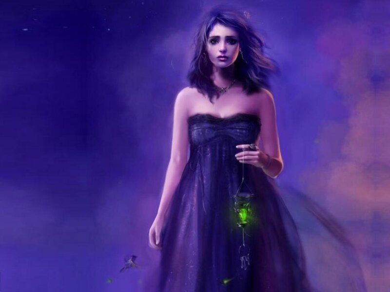Woman in Black Dress — Purple, Mysterious