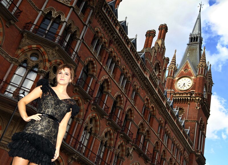Woman in Black Dress — Red, Dramatic, Afternoon, Photograph, Clock Tower