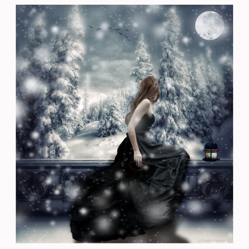 Woman in Black Dress — Serene, Night