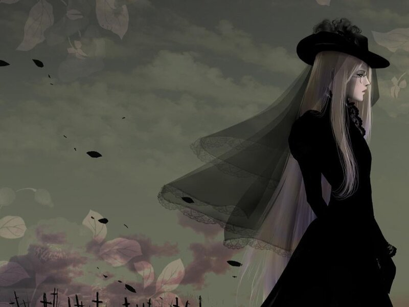 Woman in Black Dress — Somber, Autumn