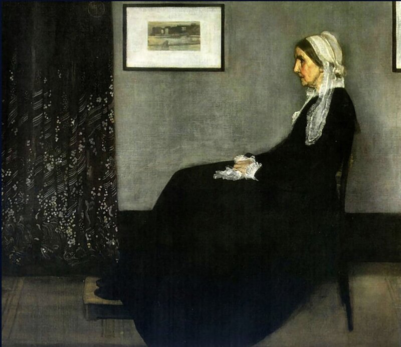 Woman in Black Dress — Somber, Painting