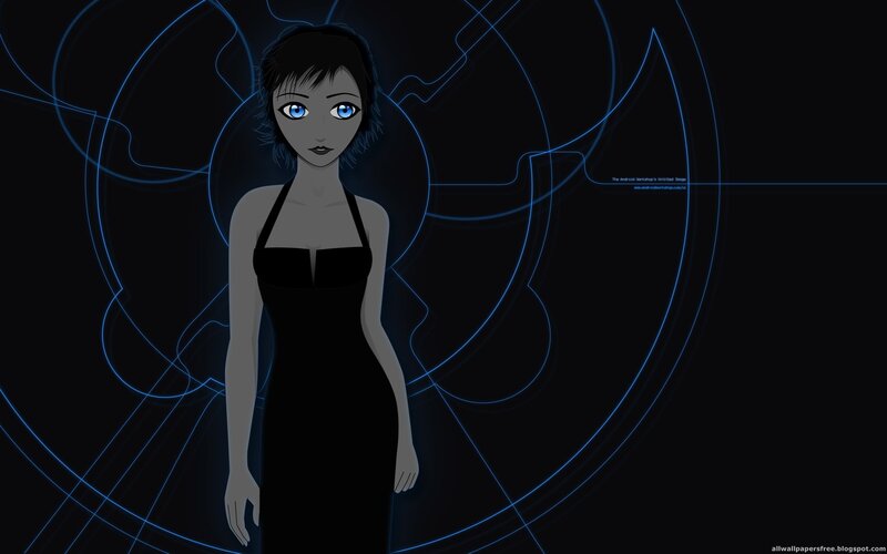woman in black dress with blue eyes