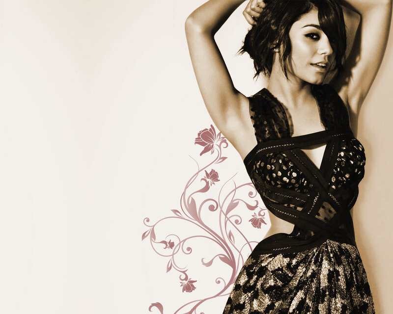 woman in black dress with floral design