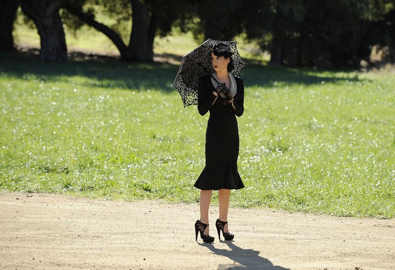 woman in black dress with lace umbrella