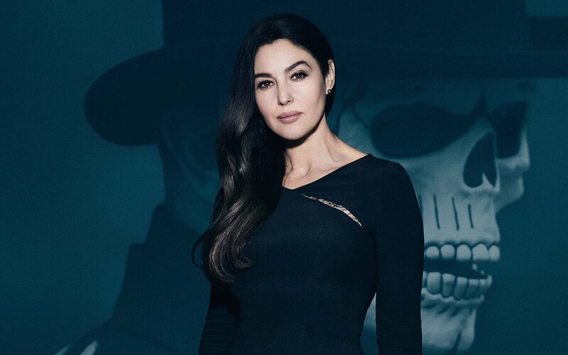 woman in black dress with skull
