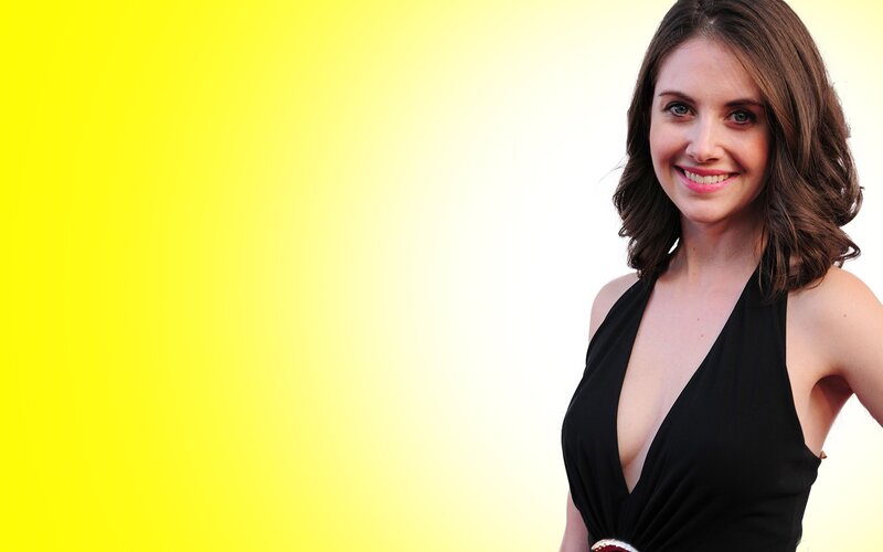 Woman in Black Dress — Yellow, Happy
