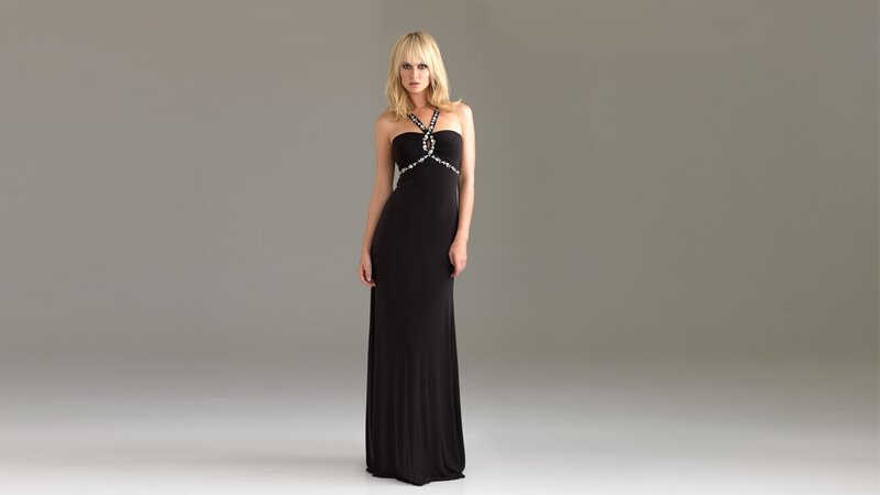 woman in black evening gown