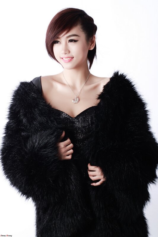 woman in black fur coat