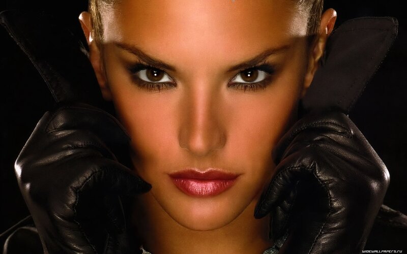 woman in black gloves
