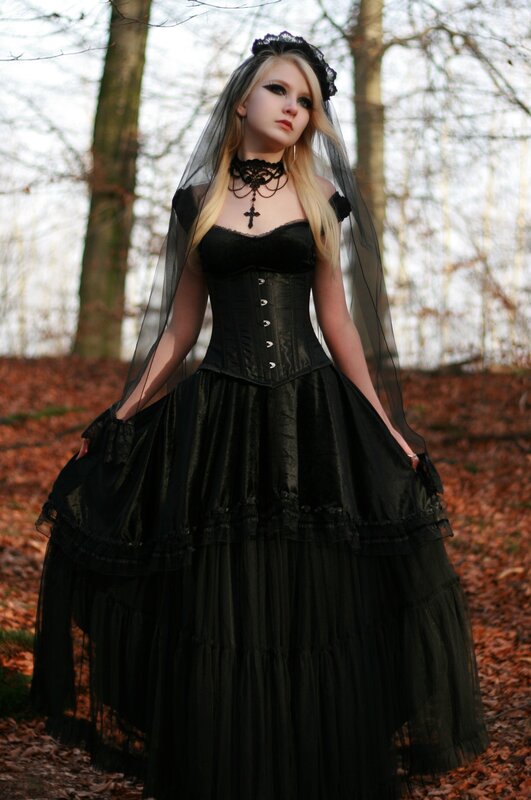 woman in black gothic dress